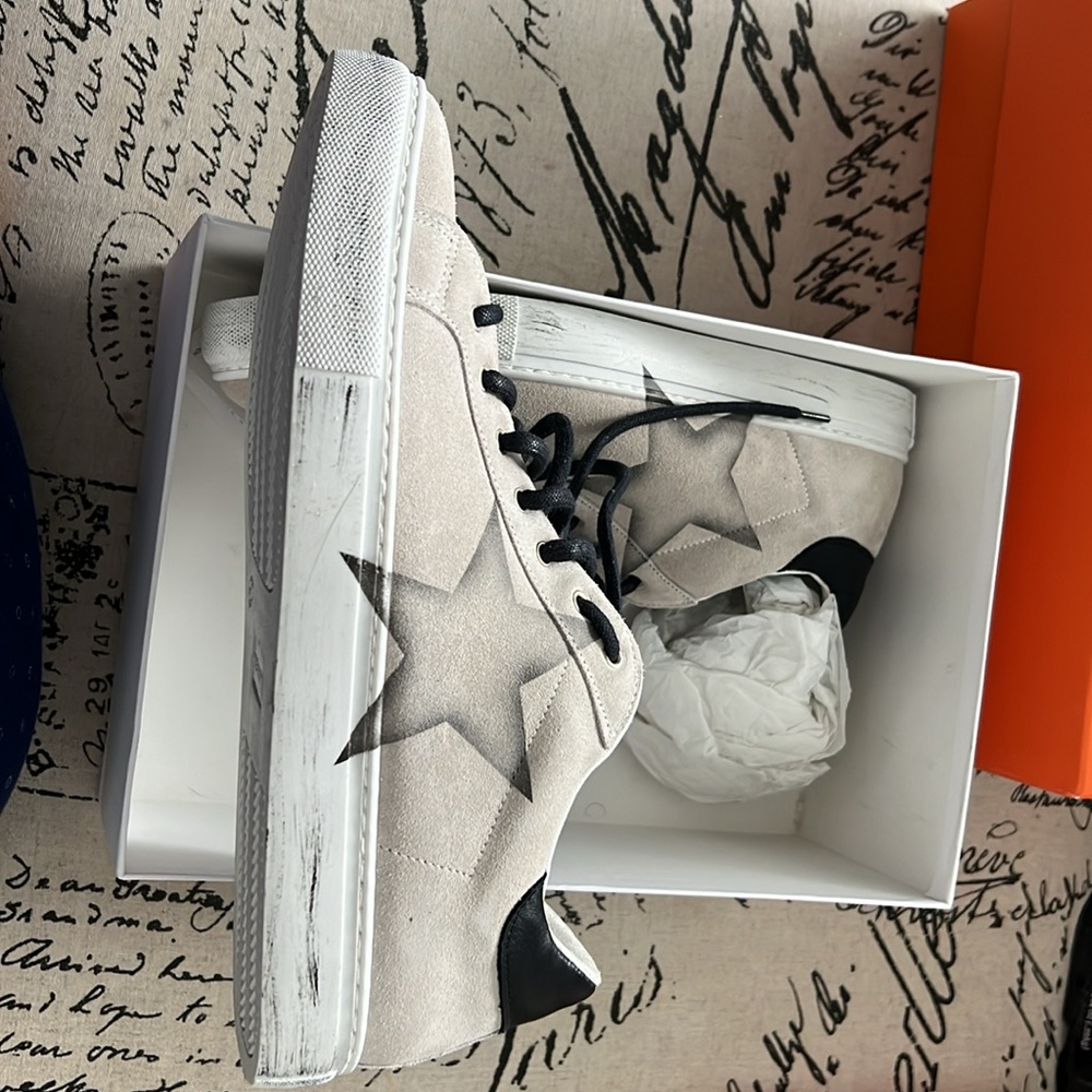 Brand New In Box• Hand Painted Suede Sneakers - Picture 2 of 3